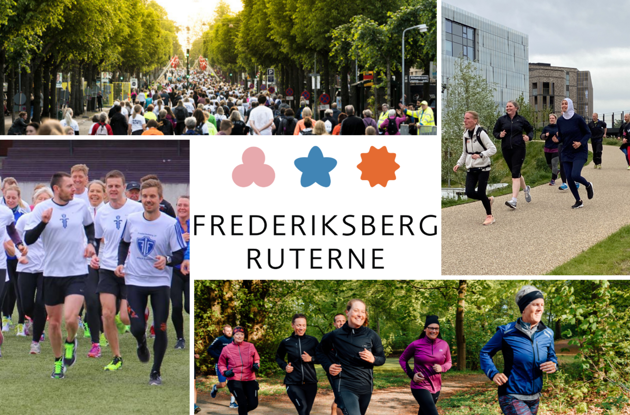 Collage med borgere, der deltager i forskellige løbeaktiviteter i Frederiksberg Kommune.